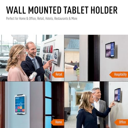 Durable Wall-Mounted Tablet Holder, Silver/Charcoal Gray - Image 5