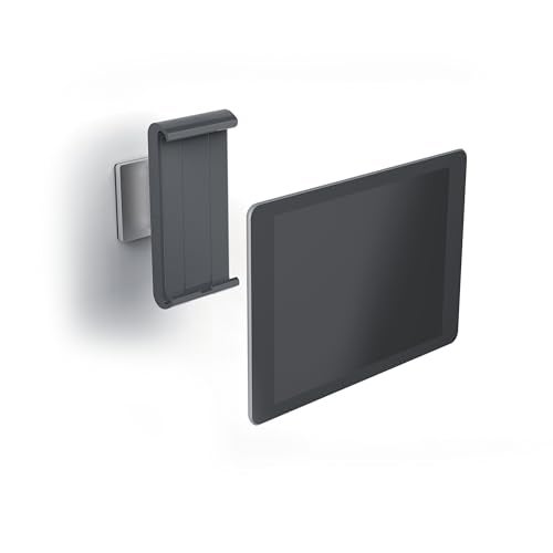 Durable Wall-Mounted Tablet Holder, Silver/Charcoal Gray - Image 1