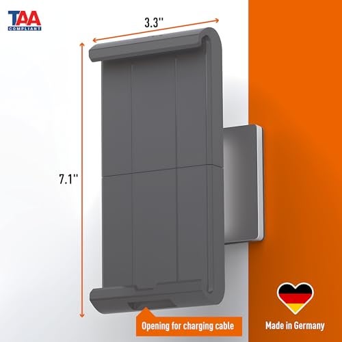 Durable Wall-Mounted Tablet Holder, Silver/Charcoal Gray - Image 2