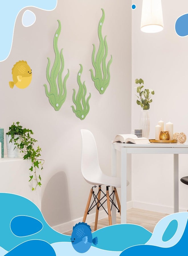 Shimeyao Set of 3 Metal Seaweed Wall Decor, Two 11.8 Inch and One 7.8 Inch Seaweed Wall Hanging for Bathroom, Beach House, Coastal Themed, Room, Colorful Seaside Decor(Green) - Image 3