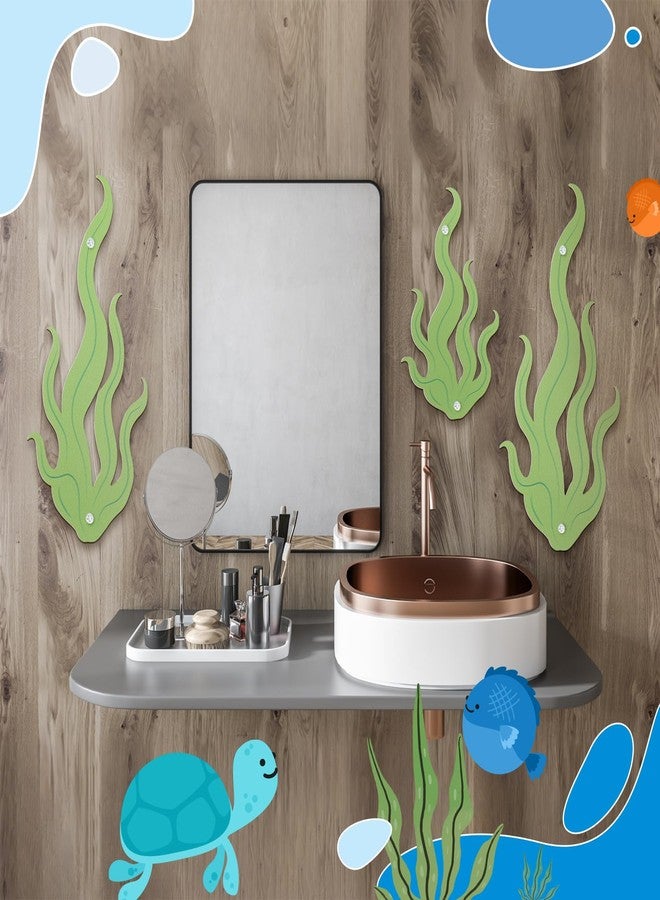 Shimeyao Set of 3 Metal Seaweed Wall Decor, Two 11.8 Inch and One 7.8 Inch Seaweed Wall Hanging for Bathroom, Beach House, Coastal Themed, Room, Colorful Seaside Decor(Green) - Image 4