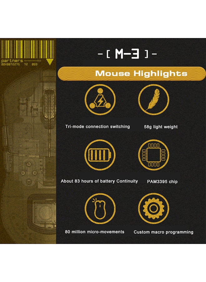 Mouse 2.4G Wireless BT5.0 & Type-C Wired Slim Rechargeable Slience Mouse for PC Computer Notebook with USB Receiver 4800 DPI Adjustable Level Ultra Lightweight