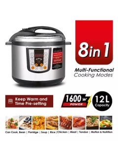Generic 8 in 1 Smart Multi Cooker 1600W 12L, Electric Pressure Cooker, Slow Cooker, Rice Cooker, Steamer and Food Warmer, Preset Functions  LED Display with 24 Hours Timer Function  - Image 5