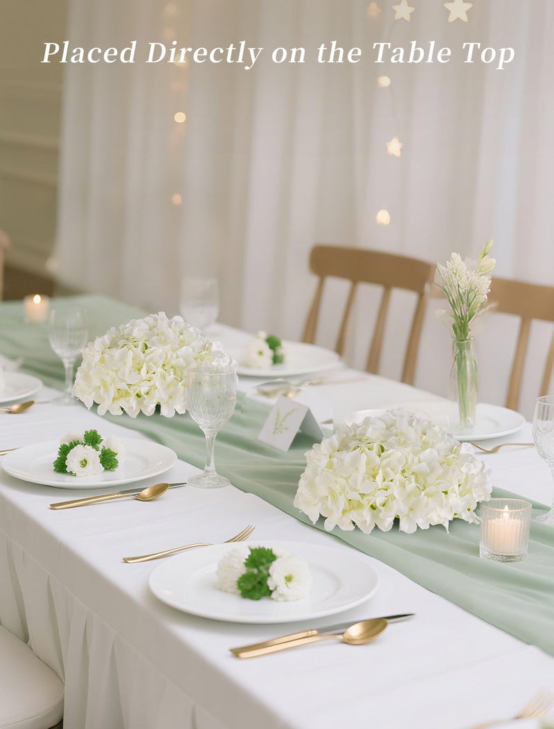 BLOSMON Hydrangea Artificial Flowers Ball Centerpieces 6 Pcs Fake Flowers White Silk Hydrangea Flower Balls Faux Hydrangeas Floral Arrangements Bouquet for Wedding Home Room Table Decoration - Image 2