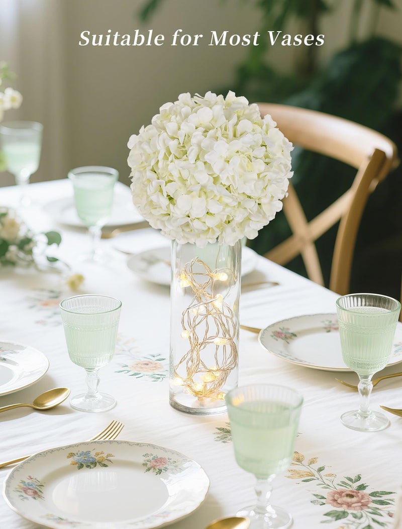 BLOSMON Hydrangea Artificial Flowers Ball Centerpieces 6 Pcs Fake Flowers White Silk Hydrangea Flower Balls Faux Hydrangeas Floral Arrangements Bouquet for Wedding Home Room Table Decoration - Image 3