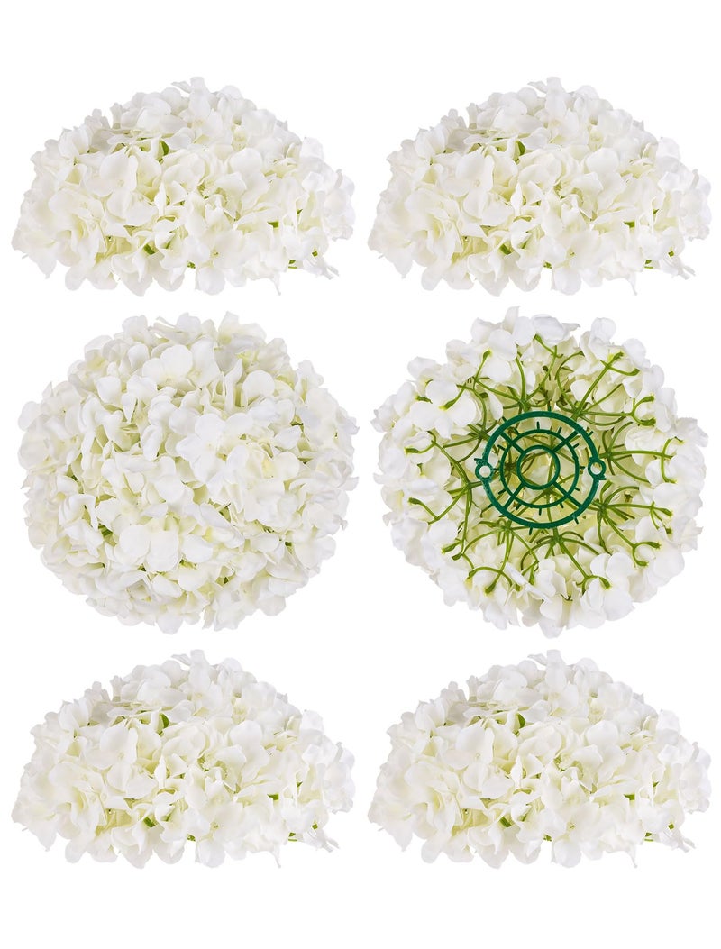 BLOSMON Hydrangea Artificial Flowers Ball Centerpieces 6 Pcs Fake Flowers White Silk Hydrangea Flower Balls Faux Hydrangeas Floral Arrangements Bouquet for Wedding Home Room Table Decoration - Image 1
