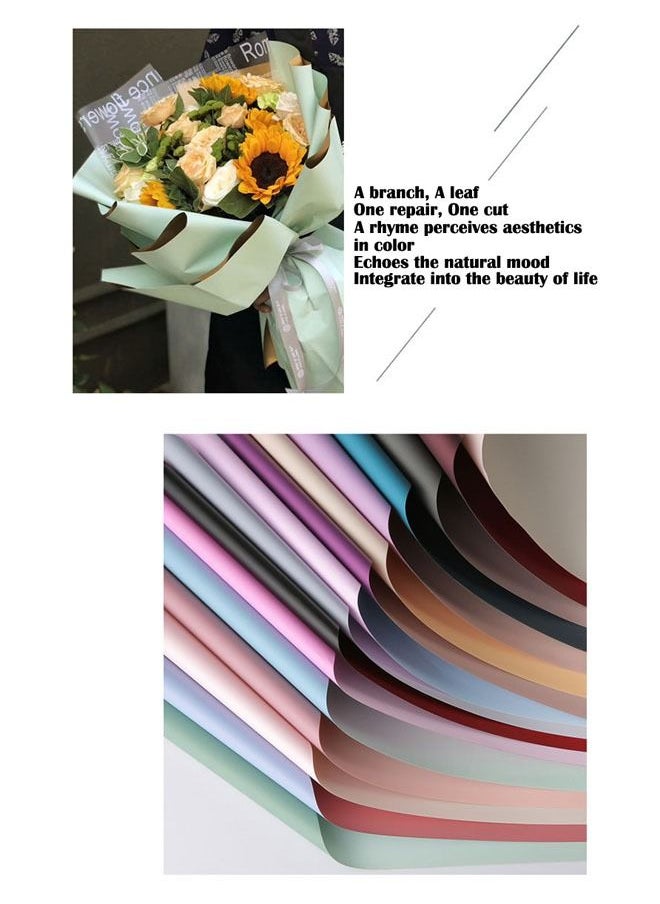 ZCM-HAPPY 40 Sheets Two-tone Gift and Bouquet Wrapping Paper 58x58cm  - Image 3