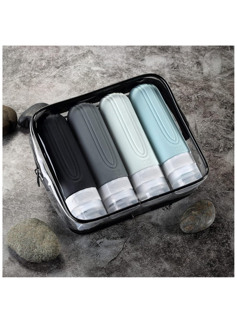 YelaJoy Travel Bottles for Toiletries, Tsa Approved 3oz Travel Size Containers BPA Free Leak Proof Refillable Liquid Silicone Squeezable Travel Accessories for Shampoo Conditioner Lotion (4 Pack) - Image 5
