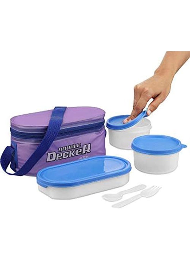 Softline Double Decker Lunch Box Set of 3 (450 ml, 280 ml, 280 ml) Purple