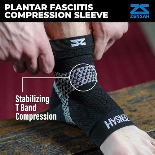 Zensah PF Compression Sleeve (single) - Plantar Fasciitis Sleeve, Relieve Heel Pain, Arch Support, Reduce Swelling - Foot Sleeve, Plantar Fasciitis Sock,L,Black - Image 5