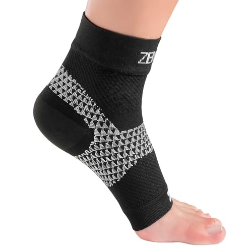 Zensah PF Compression Sleeve (single) - Plantar Fasciitis Sleeve, Relieve Heel Pain, Arch Support, Reduce Swelling - Foot Sleeve, Plantar Fasciitis Sock,L,Black - Image 1