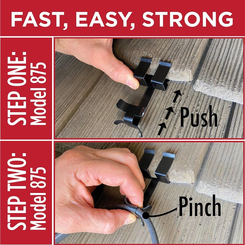 Grip Clip Roof Clips, Safe for Heat Tape, Electric Cable & Roof Heat Cable Installation, Prevents Roof Damage, Easy Nail-Free Outdoor Cable Clips, Your Ultimate Cable Clip (.825-25 Pack) - Image 3