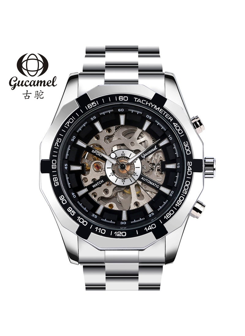 Generic Luxury Camel Mens Automatic Mechanical WatchBlack face silver movement steel strip Black face silver movement steel strip 
