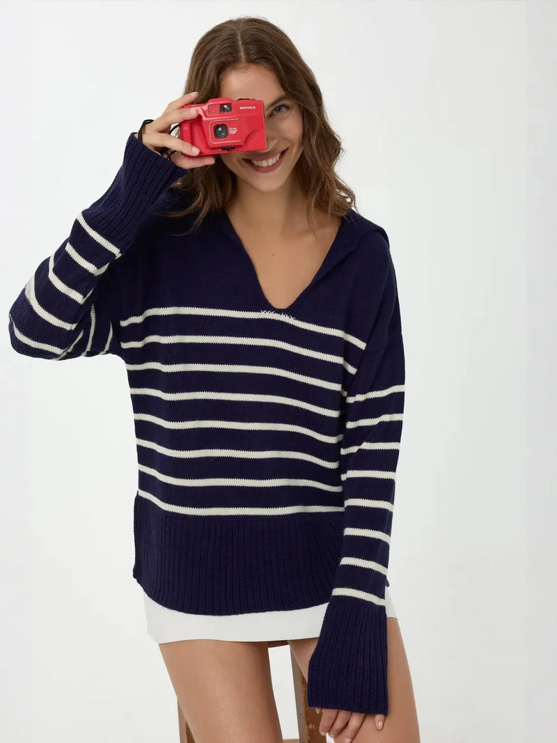 Striped V-Neck Sweater