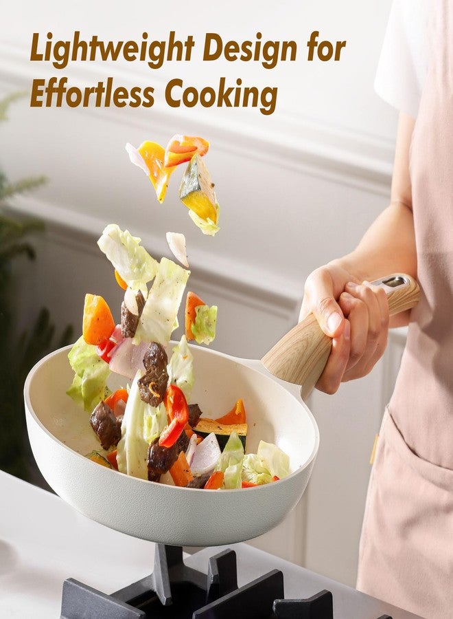 SENSARTE Ceramic Nonstick Frying Pan Skillet 9.5Inch Non Stick Omelette Pans, Non-toxic Healthy Kitchen Cooking Chef's Pan, Free of Intentionally Added PFOA/PFAS/PTFE, Induction Compatible, White - Image 5