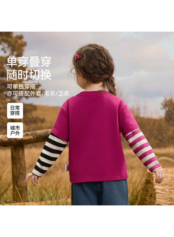 ASK JUNIOR زي رأس السنة الجديدة] [أسلوب قطعتين] تي شيرت أطفال بأكمام طويلة خريف للأطفال بلوك ألوان أساسي للبنات لطيف - Image 5