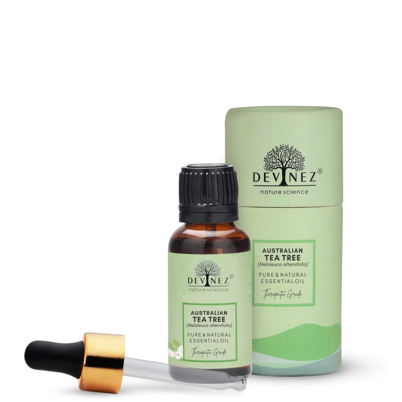 Devinez Tea Tree (Australian) Essential Oil - 50ml, (NABL & IFRA Certified) - 100% Pure Natural & Undiluted Therapeutic grade in Glass Bottle - for Hair care, Pimples, Acne, Scars, Skin, Face & Anti-Dandruff - Image 1