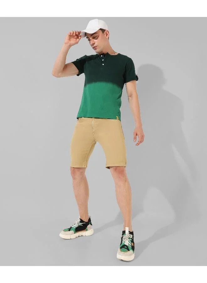 CAHOOT  Men's Colourblocked Aqua Regular Fit Casual T-Shirt for Men | Best Price UAE