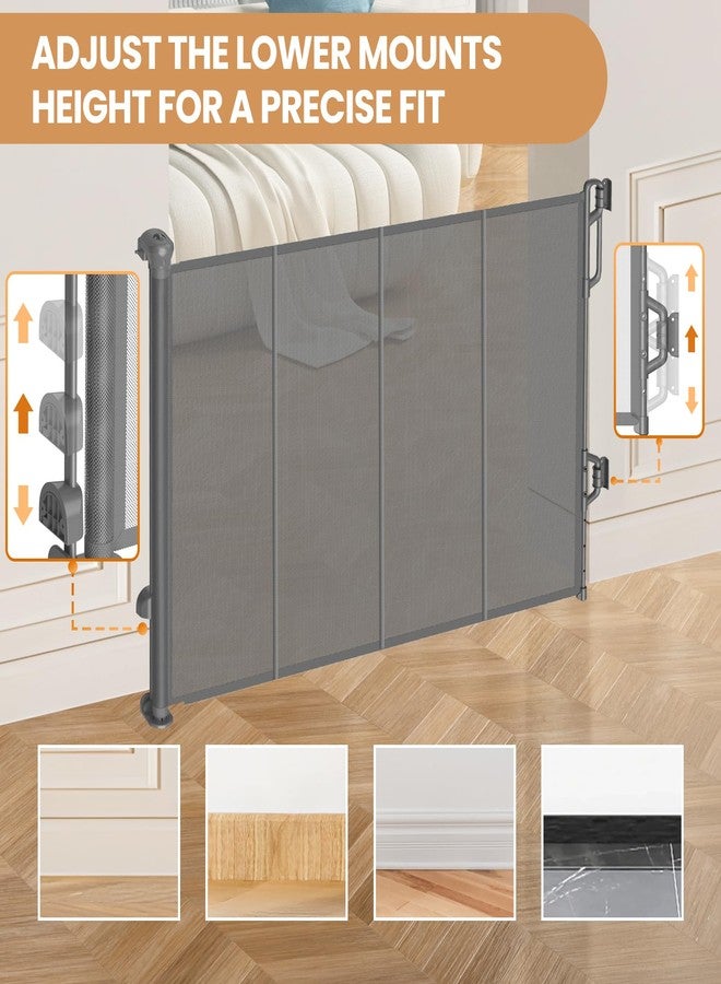 SPACEANY Reinforced Retractable Baby Gate, Mesh Dog Gate, Child Safety Gate for Doorways, Stairs, Hallways, Indoor/Outdoor, Wide Openings -33.5" Tall, Width up to 55" Gray - Image 4
