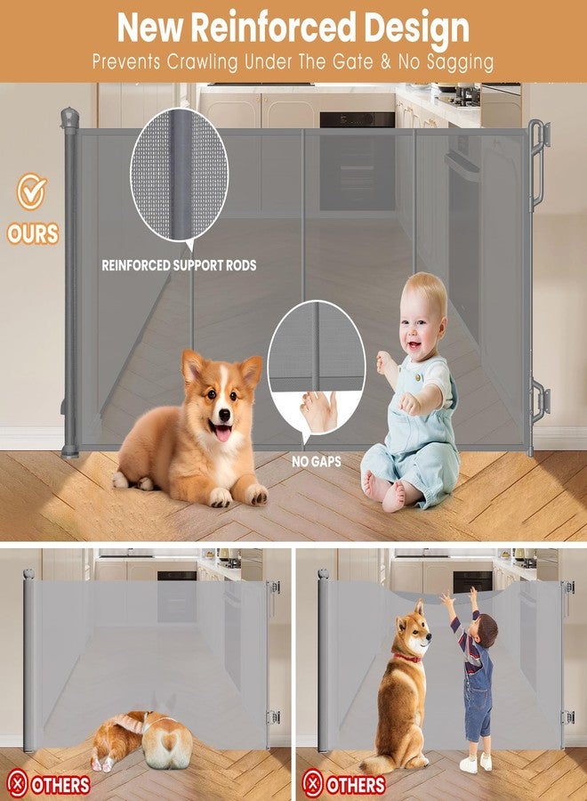 SPACEANY Reinforced Retractable Baby Gate, Mesh Dog Gate, Child Safety Gate for Doorways, Stairs, Hallways, Indoor/Outdoor, Wide Openings -33.5" Tall, Width up to 55" Gray - Image 3
