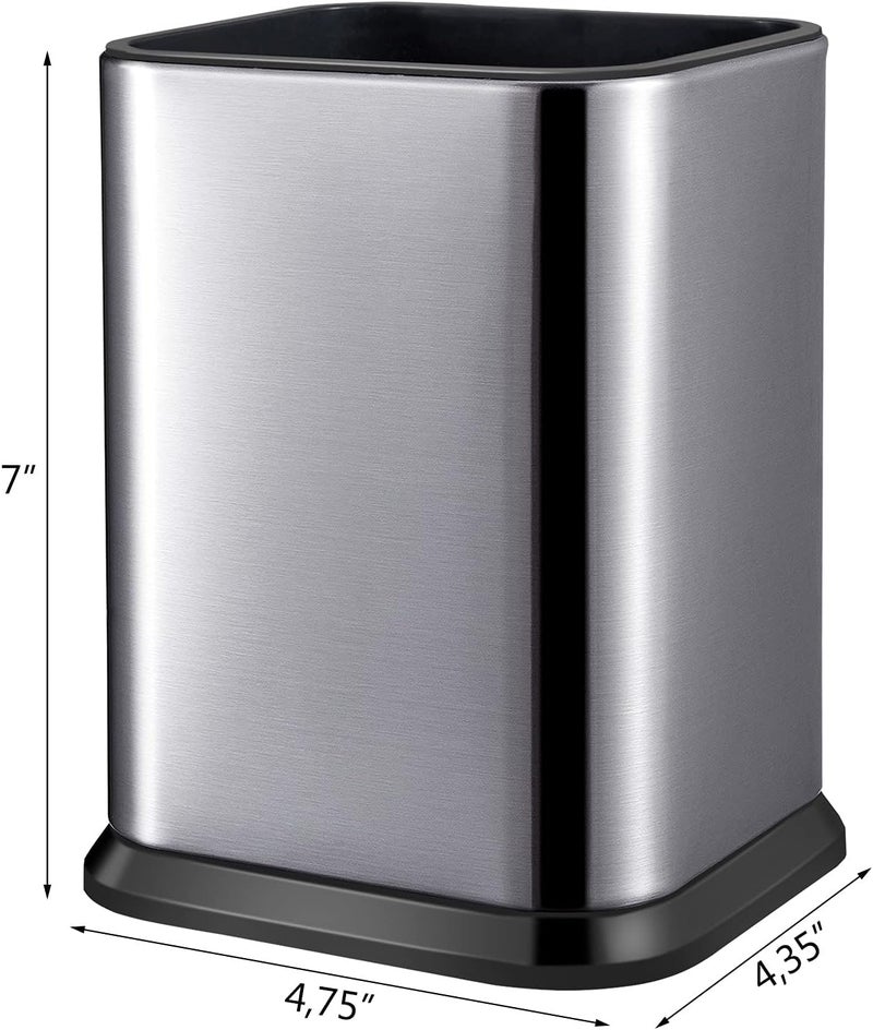 RedCall Stainless Steel Kitchen Utensil Holder for Countertop, Spoon Spatula Organizer,Modern Rectangular Large Cooking Utensil Caddy Counter,Utensil Crock Silver - Image 5