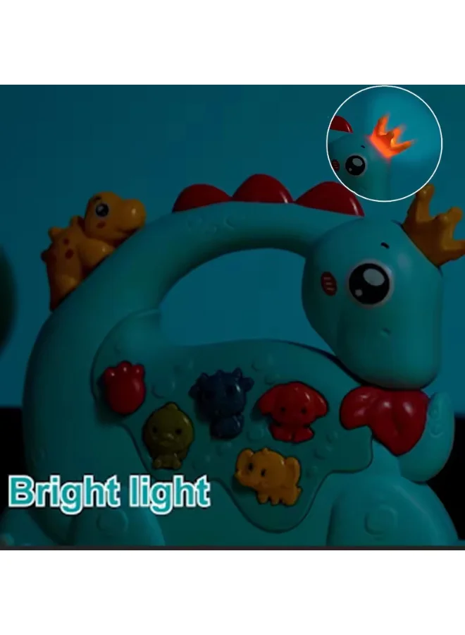 تولي بيانو موسيقي للأطفال على شكل ديناصور مع أزرار حيوانات – لعبة تعليمية بالصوت والضوء للأطفال الصغار