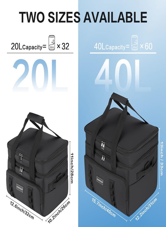 Hulongo Insulated Soft Cooler Bag，Large Ice Coolers Soft Sided Ice Chest for Beach, Camping, Car, Collapsible and Portable, 42L, 60Cans, Black - Image 2