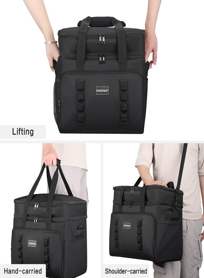 Hulongo Insulated Soft Cooler Bag，Large Ice Coolers Soft Sided Ice Chest for Beach, Camping, Car, Collapsible and Portable, 42L, 60Cans, Black - Image 5