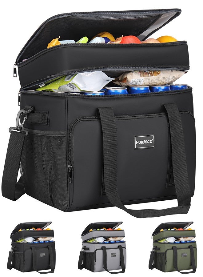 Hulongo Insulated Soft Cooler Bag，Large Ice Coolers Soft Sided Ice Chest for Beach, Camping, Car, Collapsible and Portable, 42L, 60Cans, Black - Image 1