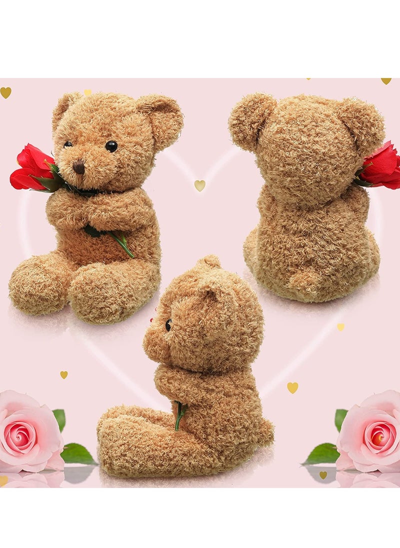 SYOSI Plush Stuffed Animal Bear with Rose Funny C ute Stuffed Animal Plush Valen tine's Day Gifts for Kids Toddler Girlfriend Mother's Day, 11.8 Inches (Brown)  - Image 5