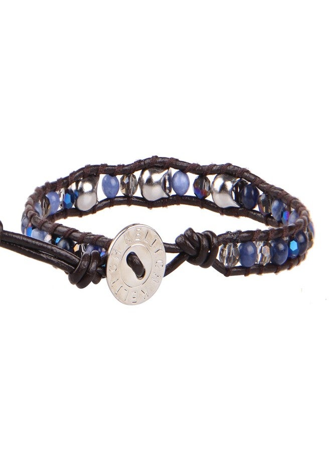 KELITCH New 925 Silver Skull Bracelets Leather Wrap Bracelet Agate Crystal Friendship Bracelets - Image 2