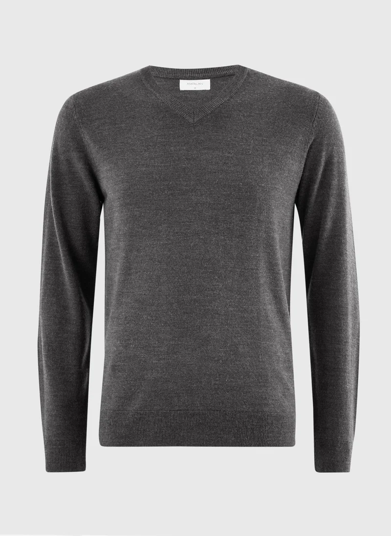 ماتلان Charcoal Supersoft V-Neck Jumper