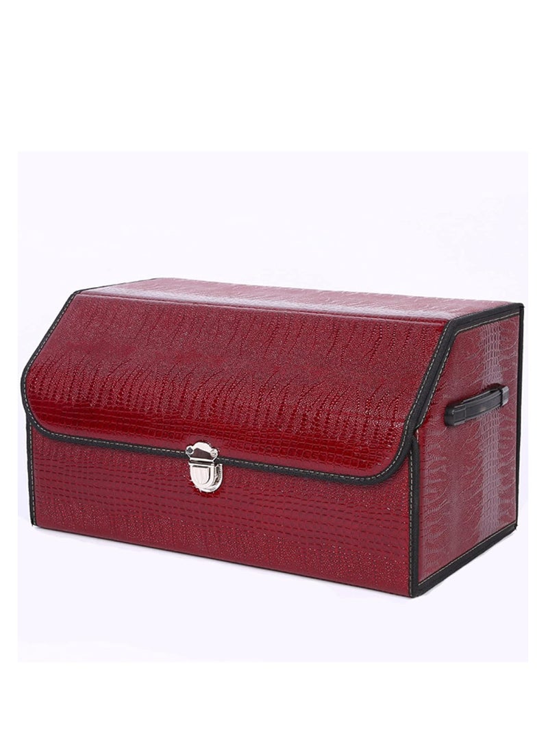 Manful Outdoor Foldable Car Trunk Storage Box Wine Red, Car Storage Box, Thick Leather Storage Box Storage Box, Foldable  - Image 1