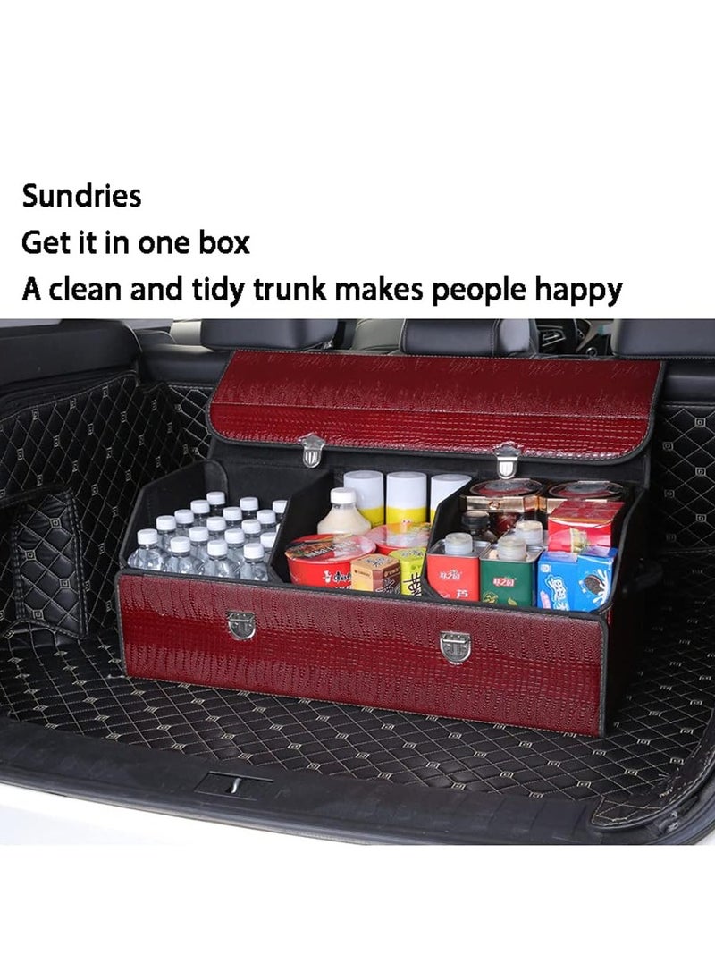 Manful Outdoor Foldable Car Trunk Storage Box Wine Red, Car Storage Box, Thick Leather Storage Box Storage Box, Foldable  - Image 2