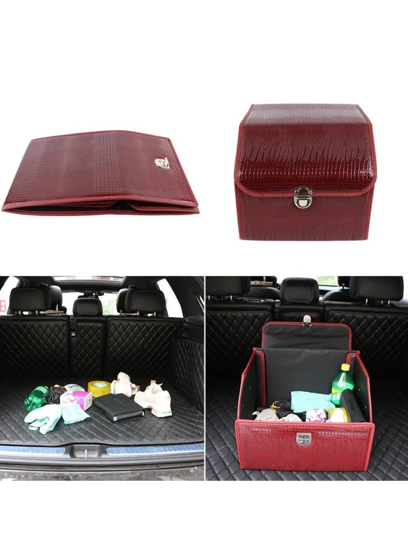 Manful Outdoor Foldable Car Trunk Storage Box Wine Red, Car Storage Box, Thick Leather Storage Box Storage Box, Foldable  - Image 4