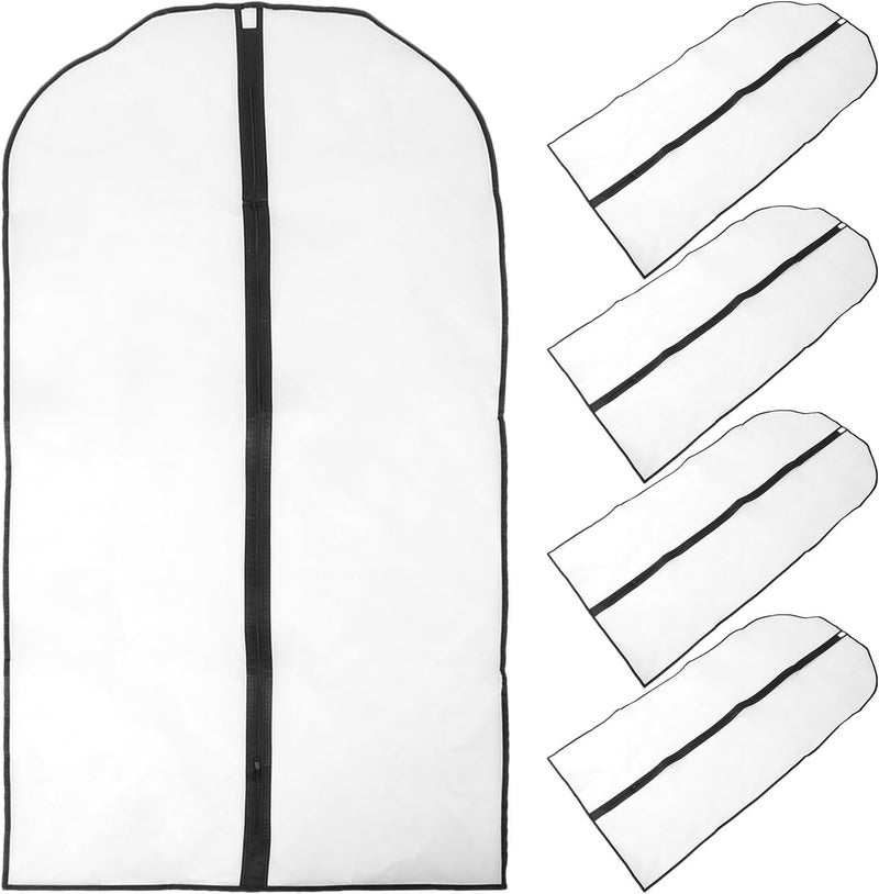5pcs Garment Bags for Hanging Clothes, Peva Clothing Dust Covers Black Edge, 60x120cm Suit Protector Bags for Closet Storage and Coat Protection - Image 1