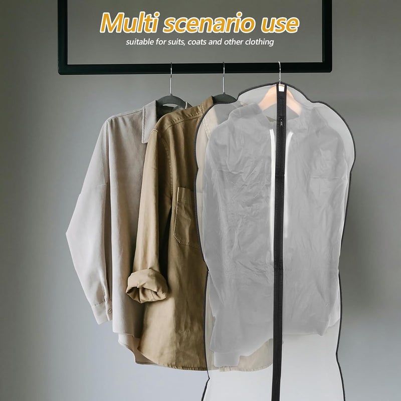 5pcs Garment Bags for Hanging Clothes, Peva Clothing Dust Covers Black Edge, 60x120cm Suit Protector Bags for Closet Storage and Coat Protection - Image 5