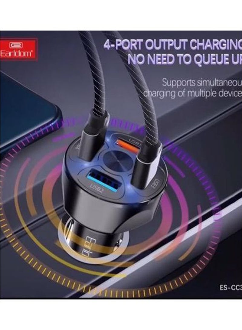Earldom CC32 Quick Car Charger 3.1A With LED 4 USB PORTS