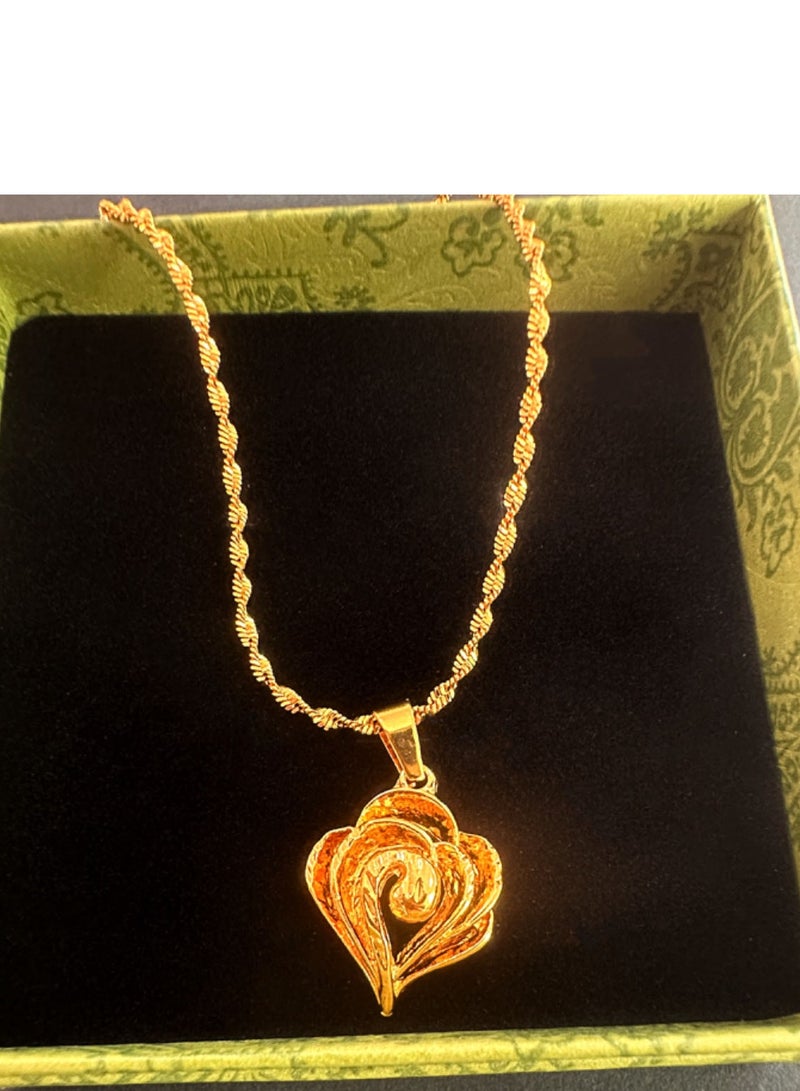 24k Gold Plated Love Heart Pendant Necklace,Wedding Jewelry Dress Accessories - Image 4
