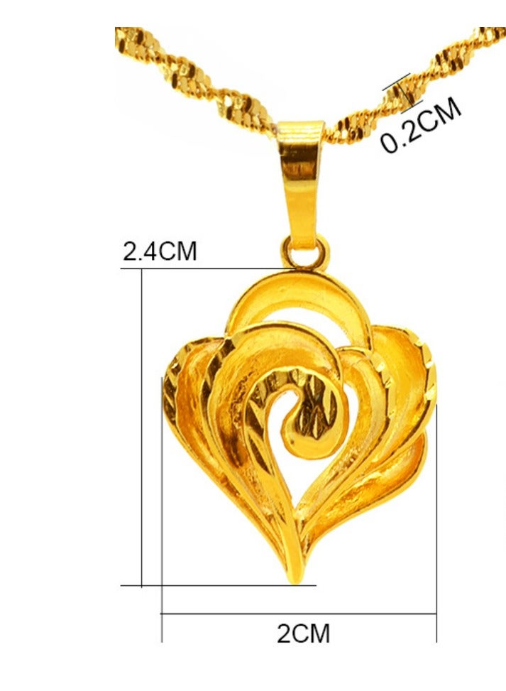 24k Gold Plated Love Heart Pendant Necklace,Wedding Jewelry Dress Accessories - Image 2