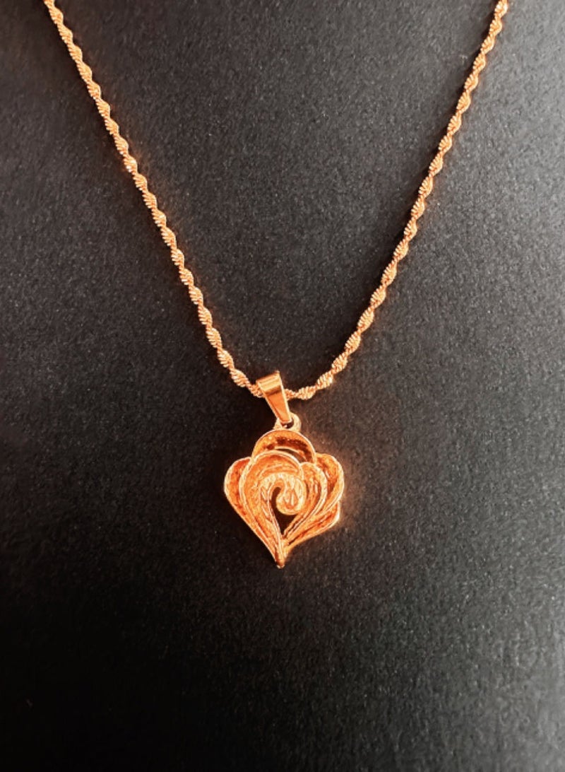 24k Gold Plated Love Heart Pendant Necklace,Wedding Jewelry Dress Accessories - Image 1