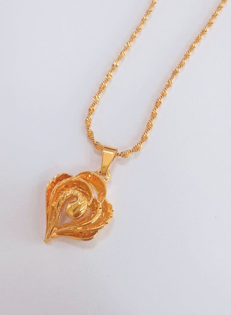 24k Gold Plated Love Heart Pendant Necklace,Wedding Jewelry Dress Accessories - Image 5