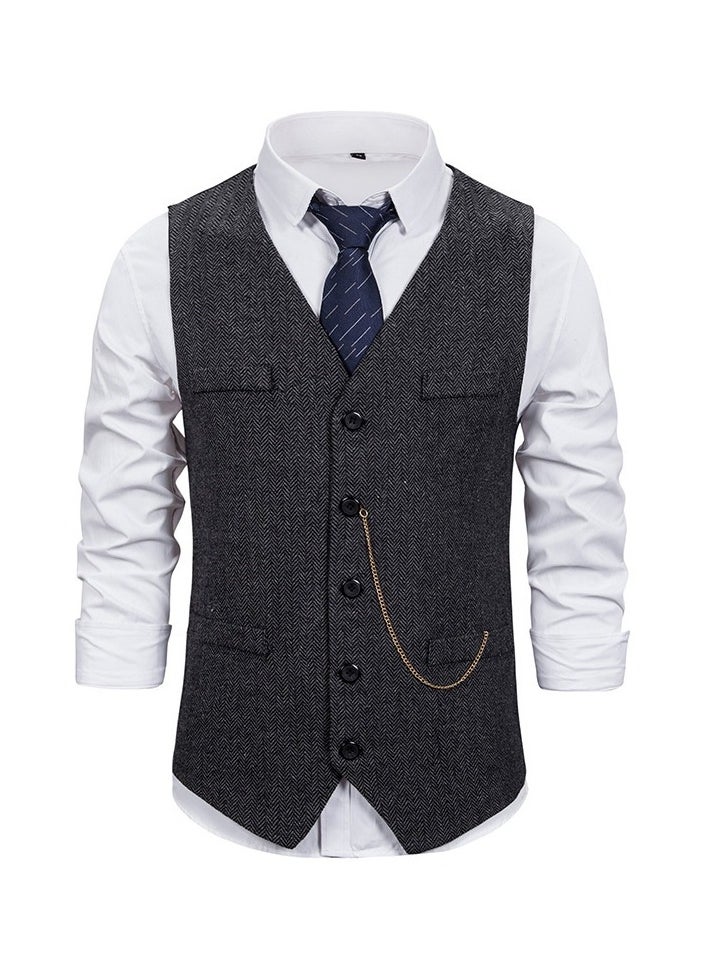KUYING New Fashionable Herringbone Patterned Suit Vest  - Image 1