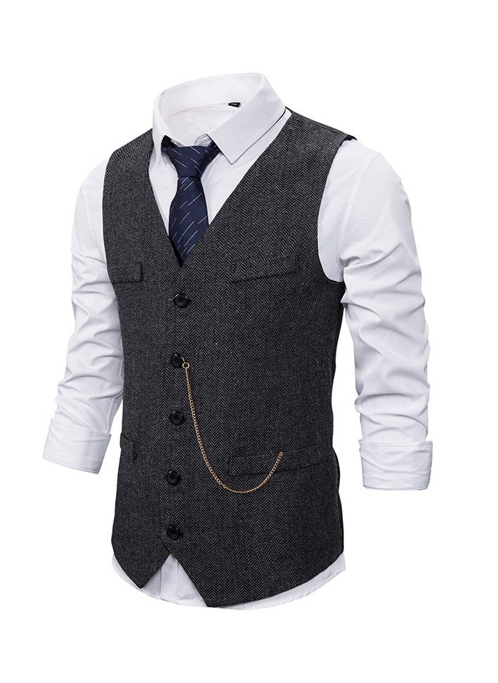 KUYING New Fashionable Herringbone Patterned Suit Vest  - Image 2