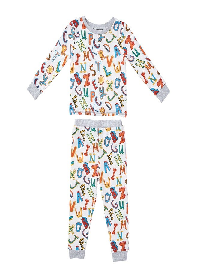 Mud Pie Alphabet Unisex Pajama Set, 9-12 Months, Multicolor - Image 1