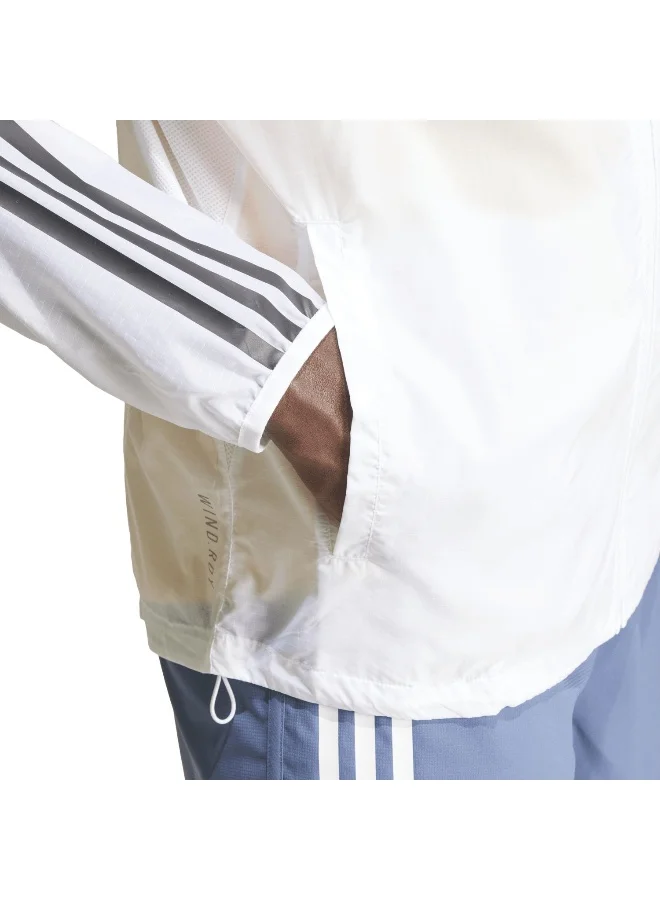 adidas جاكيت جري رجالي أبيض مقاس