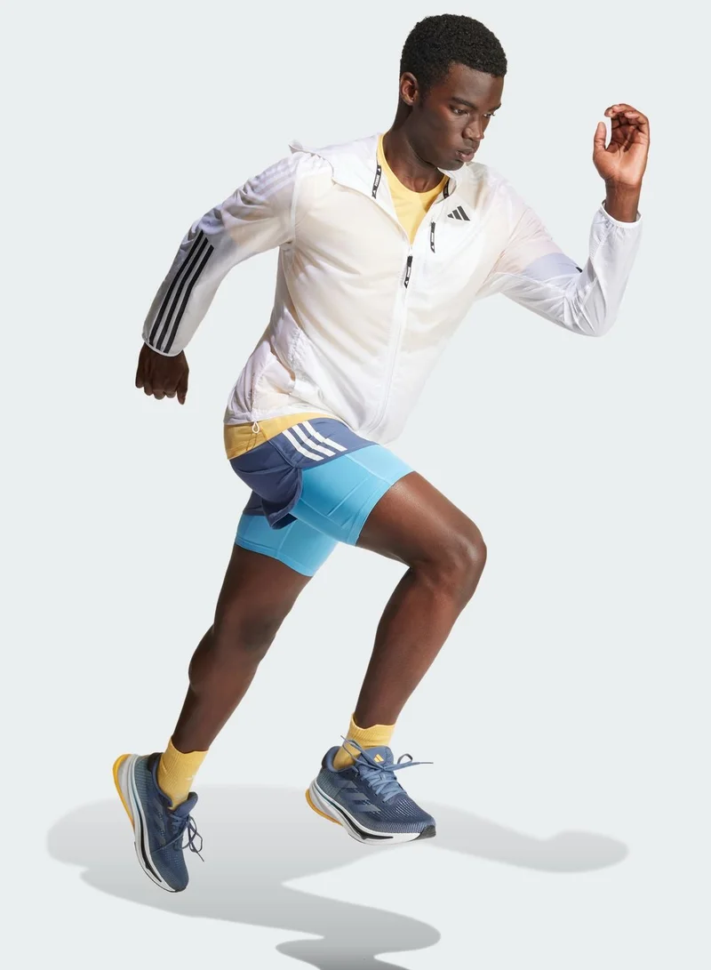 adidas جاكيت جري رجالي أبيض مقاس