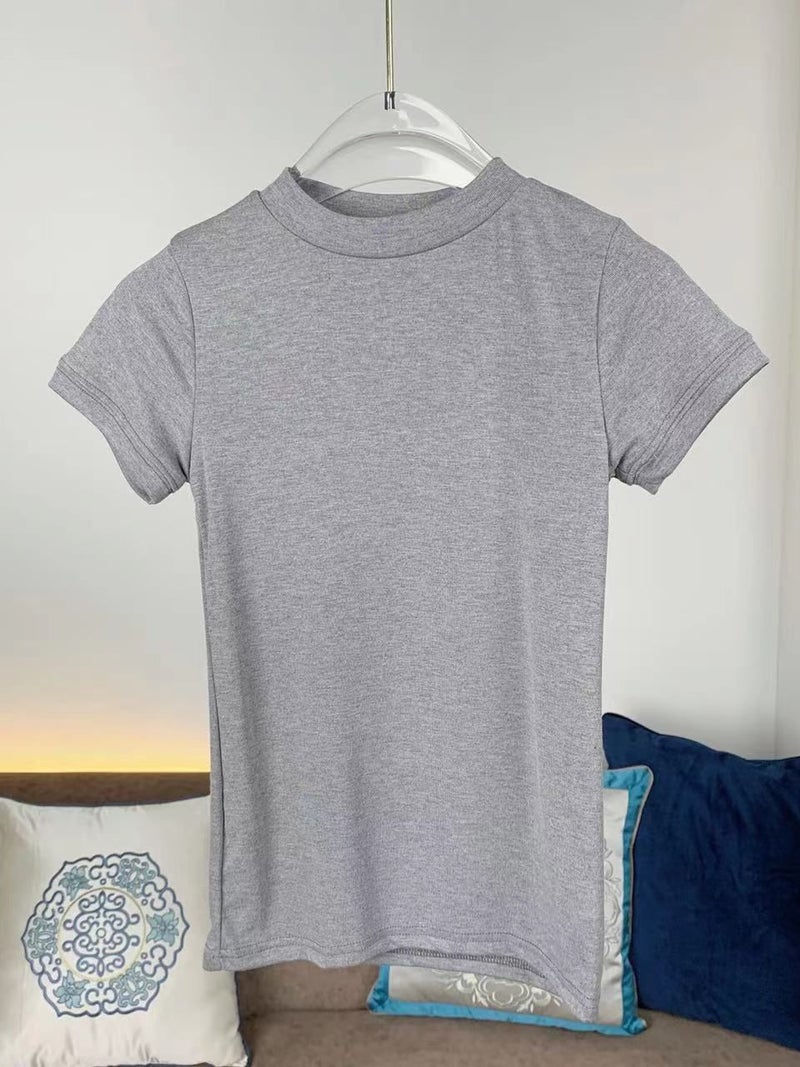 Figure Showy Super Soft Tight Model Cotton Short-sleeved T-shirt Women's Small Round Neck Pure Style Spice Girls Inner Base Shirt - Image 3