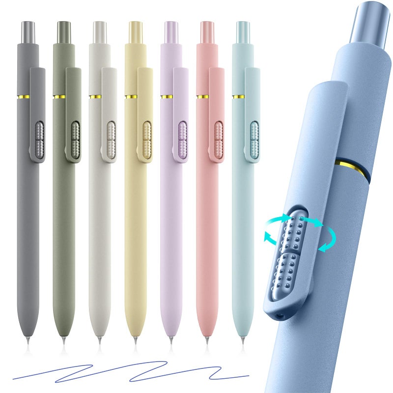 JIMMIDDA 8Pcs Blue Gel Pens - 0.7mm Blue Ink Pens Medium Point | Smooth Writing - Quick Drying Retractable Pen for Men Women (Morandi - 8Pcs) - Image 1
