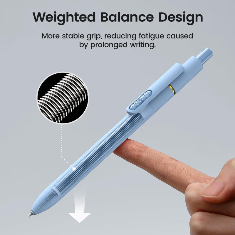 JIMMIDDA 8Pcs Blue Gel Pens - 0.7mm Blue Ink Pens Medium Point | Smooth Writing - Quick Drying Retractable Pen for Men Women (Morandi - 8Pcs) - Image 5
